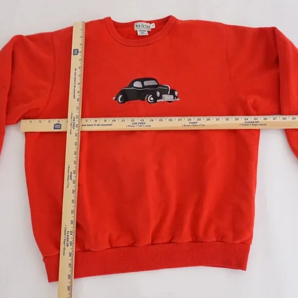 Vintage Non Fiction Red Car Graphic Crewneck Sweatshirt Top Soft Classic L - Picture 3 of 9
